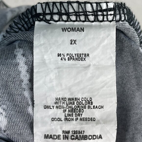 Cocomo Woman Plus 2X Black White Striped Tunic Blouse Stretch Roll Tab Sleeve - Picture 4 of 10